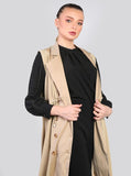 2008009- Sleeveless Gabardine Trench Dress Double Breasted button Fastening - Montania Shop
