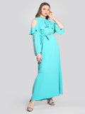 2106001- Bell Sleeves Cold Shoulder Maxi Dress - Montania Shop