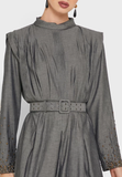 2143062- Sharp Pleated Maxi Dress - Montania Shop