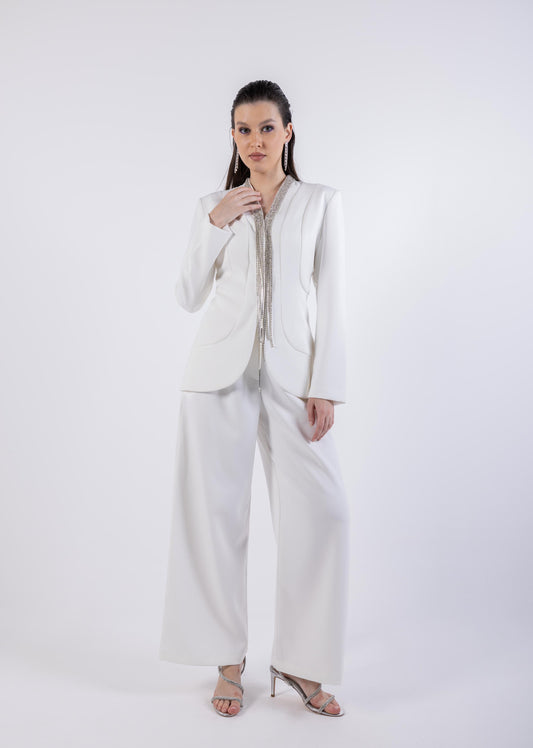 Flared Leg Solid Formal Trouser\س يمسر ميمصتب لجرأ ةعساو ه