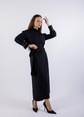 Overlap Knot Solid Maxi Skirt