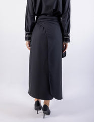 Overlap Knot Solid Maxi Skirt