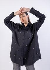 Bead-Embellished Oversized Shirt