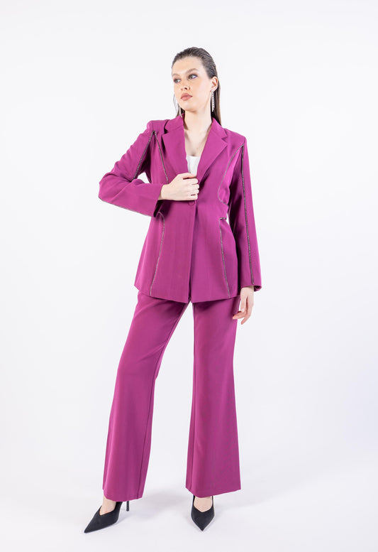 Flared Leg Solid Formal Trouser\ لاورس يمسر ميمصتب لجرأ ةعساو هداس