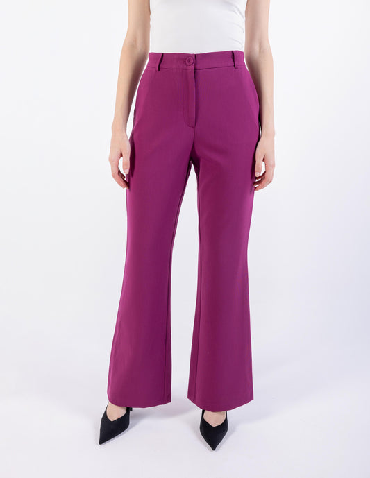 Flared Leg Solid Formal Trouser\ لاورس يمسر ميمصتب لجرأ ةعساو هداس