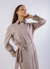 Embellished Metallic Asymmetrical  Hem Shirt