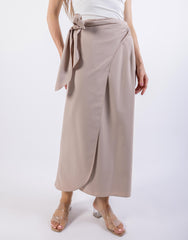 Overlap Knot Solid Maxi Skirt