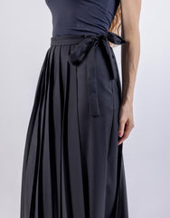 Pleated Solid Maxi Skirt\ ةرونت يسكام ةنيزم تايطب هداس