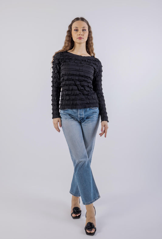 Ruffles All Over Solid Top\ ةزولب ةنيزم تايطب هداس