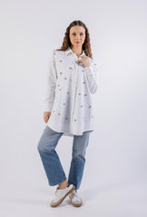 Bead-Embellished Oversized Shirt