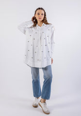 Bead-Embellished Oversized Shirt