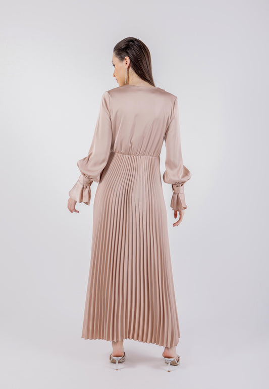 Wrap Around Top & Pleated Skirt Dress\ ناتسف رصخب لخادتم ةرونتو ةيوطم