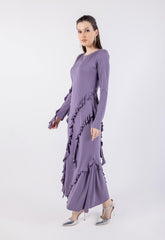 Off-Shoulder Solid Ruffled Dress\سف هداس ةشكشكب فاتكأب ة