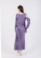 Off-Shoulder Solid Ruffled Dress\سف هداس ةشكشكب فاتكأب ة