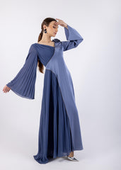 Half Pleated & Solid Asymmetrical Dress\ ناتسف ريغ لثامتم فصنب ةشكشك هداس