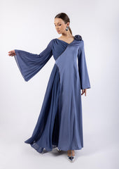 Half Pleated & Solid Asymmetrical Dress