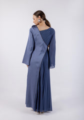 Half Pleated & Solid Asymmetrical Dress\ ناتسف ريغ لثامتم فصنب ةشكشك هداس