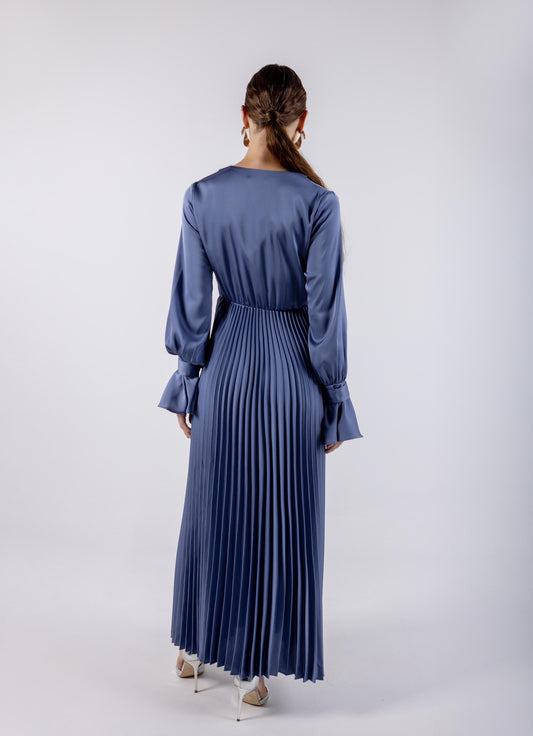 Wrap Around Top & Pleated Skirt Dress\ ناتسف رصخب لخادتم ةرونتو ةيوطم