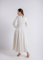 Embellished Neckline Embroidered Dress\فستان مطرزة بخط العنق المزخرف