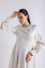 Embellished Neckline Embroidered Dress\فستان مطرزة بخط العنق المزخرف