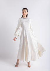 Embellished Neckline Embroidered Dress\فستان مطرزة بخط العنق المزخرف