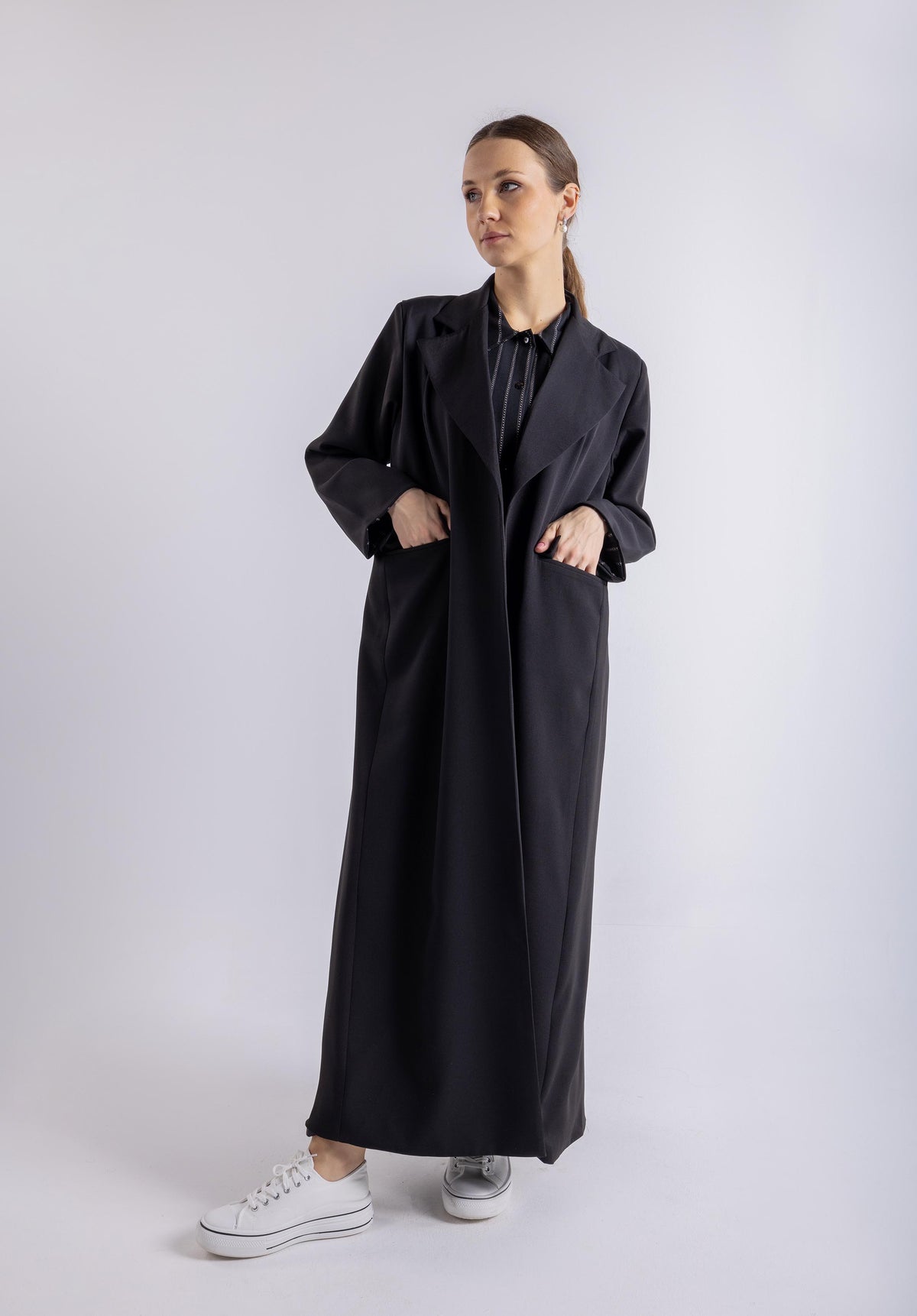 2465008-Urban Blazer Cut Abaya Attached Shirt