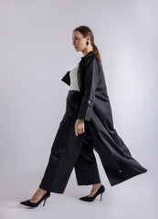 Trench Coat Style Abaya With Trouser Set