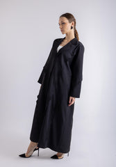 2465005-Chic Solid Half-Circle Maxi Abaya