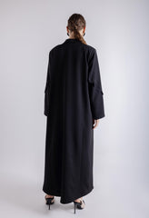 2465005-Chic Solid Half-Circle Maxi Abaya