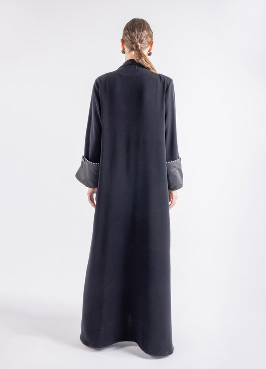 2465011-Suede Solid Overlap Maxi Abaya