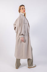 Double Breast Solid Maxi Trench Coat