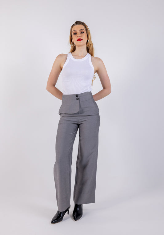 Front Flap Solid Formal Trouser