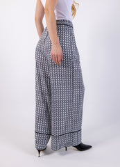 Monogram Patterned Multicolored Wide Leg Trousers