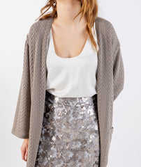 Textured Knit Cardigan with Sequin Back