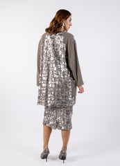 Textured Knit Cardigan with Sequin Back