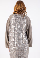 Textured Knit Cardigan with Sequin Back