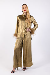 Metallic Wide Leg Trousers