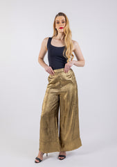 Gold Wide-Leg Trousers