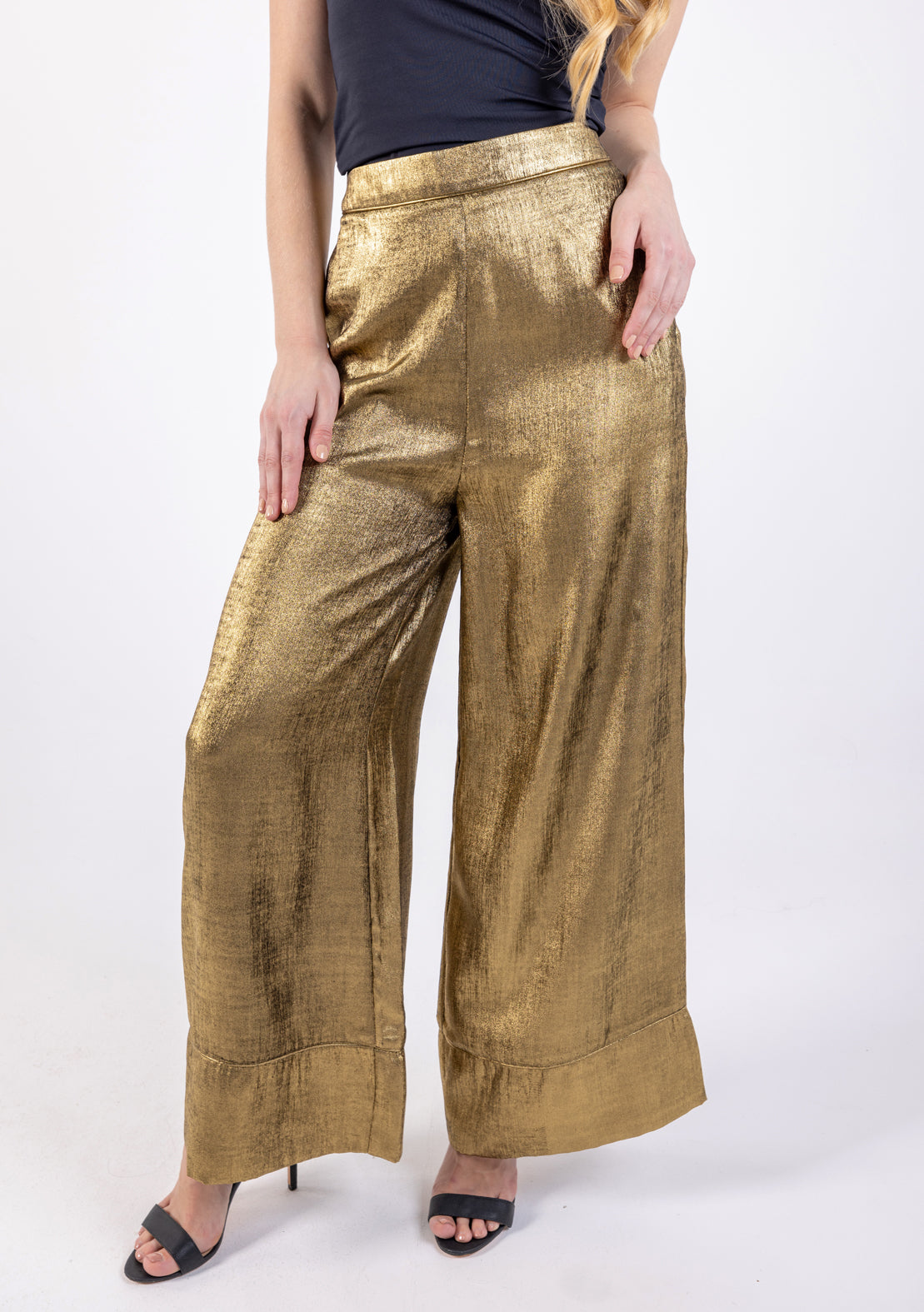 Metallic Wide Leg Trousers