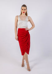 Textured Suede Feel Pencil Midi Skirt