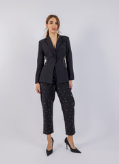 Studded Slim Fit Formal Trousers