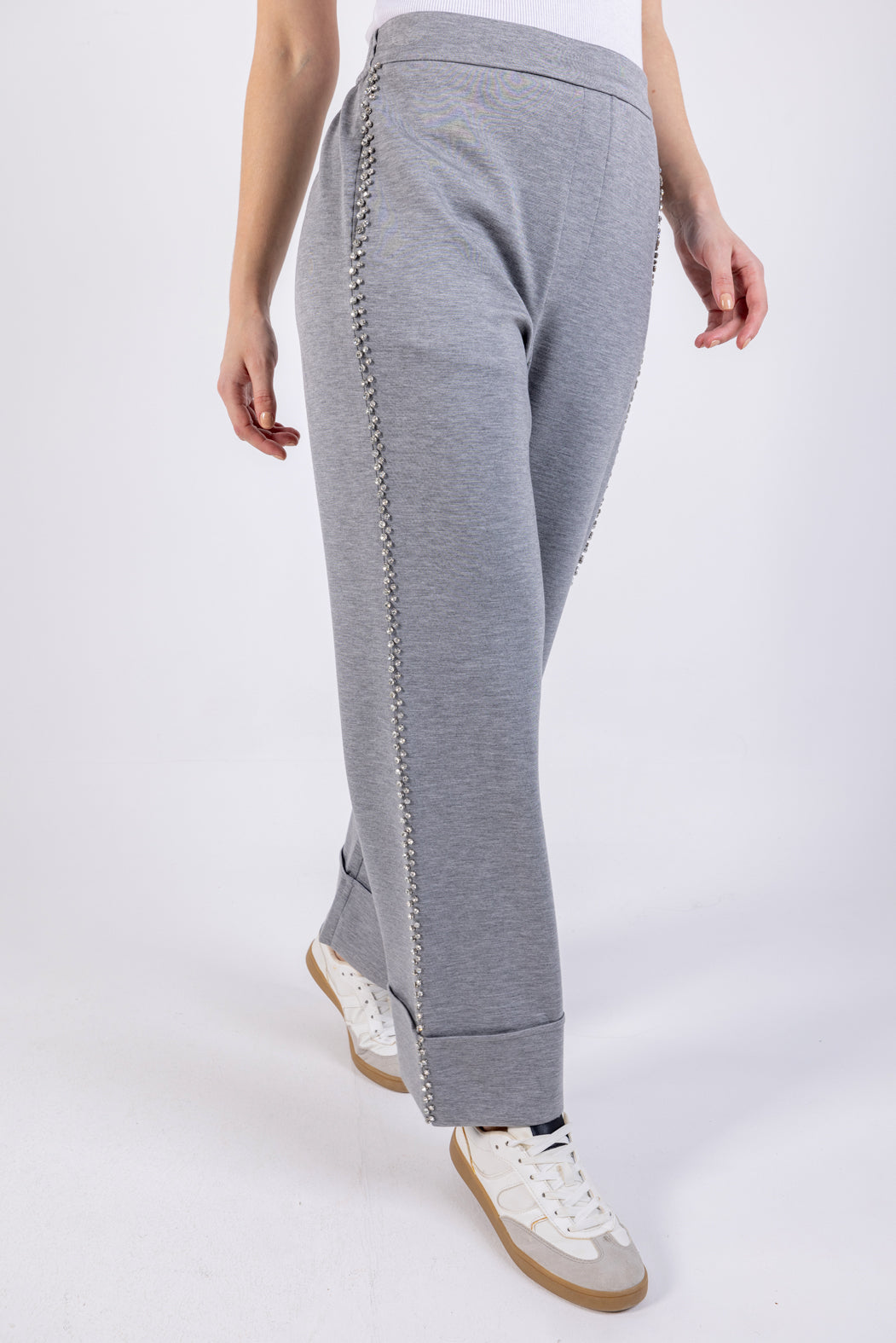 Straight-Leg Trousers with Side Embellishments