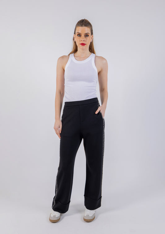 Straight-Leg Trousers with Side Embellishments