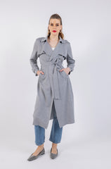 Notched Neckline Midi Solid Coat