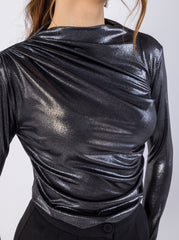 Shimmering Long-Sleeve Fitted Top