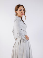 Cropped Striped Sequenced Sleeves Blazer