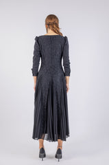 Velvet Embellished Neckline Maxi Dress