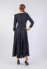 Velvet Embellished Neckline Maxi Dress