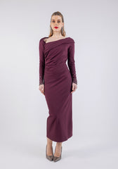 Asymmetric Neckline Fitted Maxi Dress