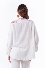 Embroidered Button-Down Shirt with Gold Accents